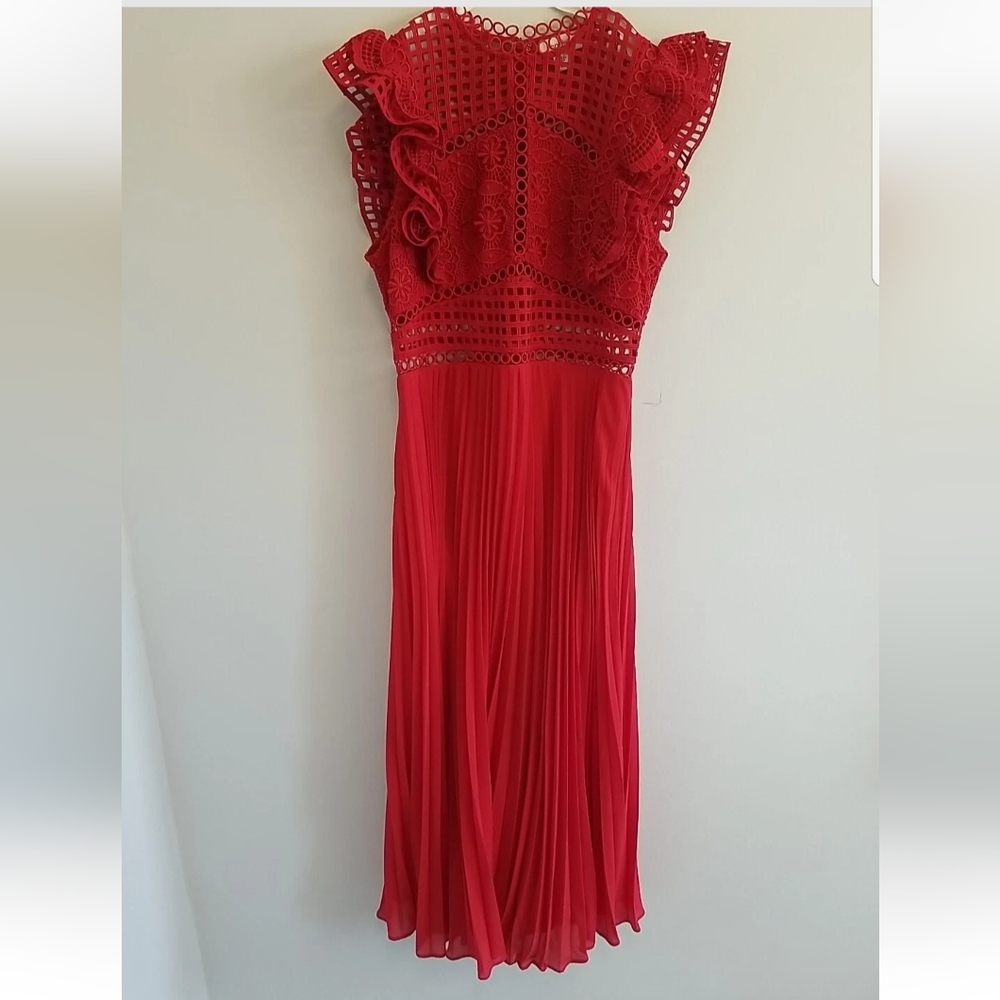 Coast Red Lace Midi Dress In Size US 8